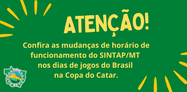 Aviso urgente: mudança de horário de expediente do SINTAP/MT